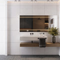 Bright white 24x24 square porcelain tile with gray flecks matte finish