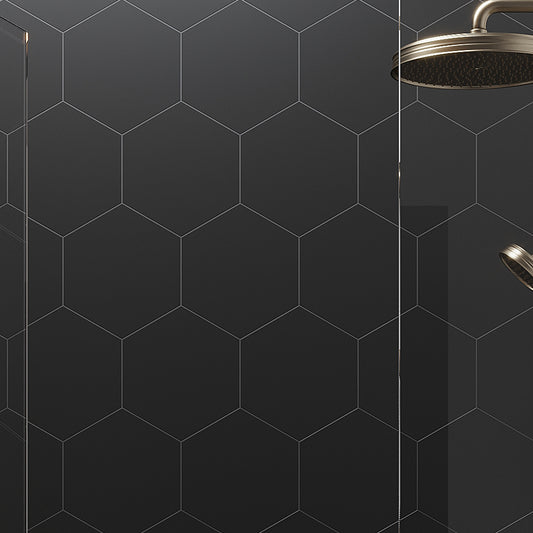 Metal Black 8x9 Matte Hexagon Porcelain Tile (25 pack, 9.93 sq ft/case)