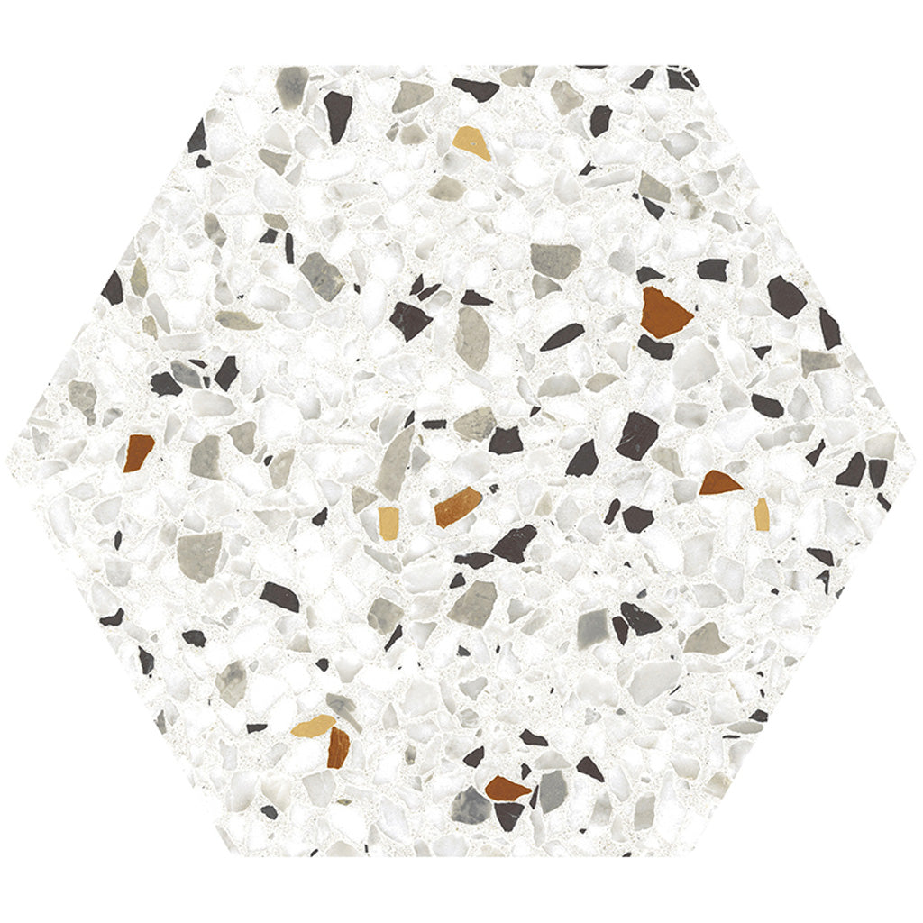 White Multicolor 8x9 Matte Hexagon Porcelain Tile (22 Cases, 218.46 sq ft/Pallet)