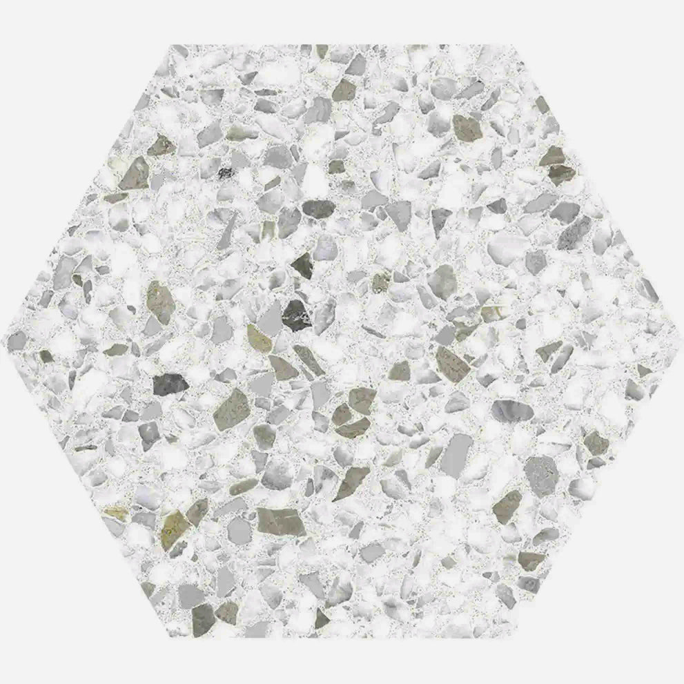 White 8x9 Matte Hexagon Porcelain Tile (25 pack, 9.93 sq ft/case) - Sample