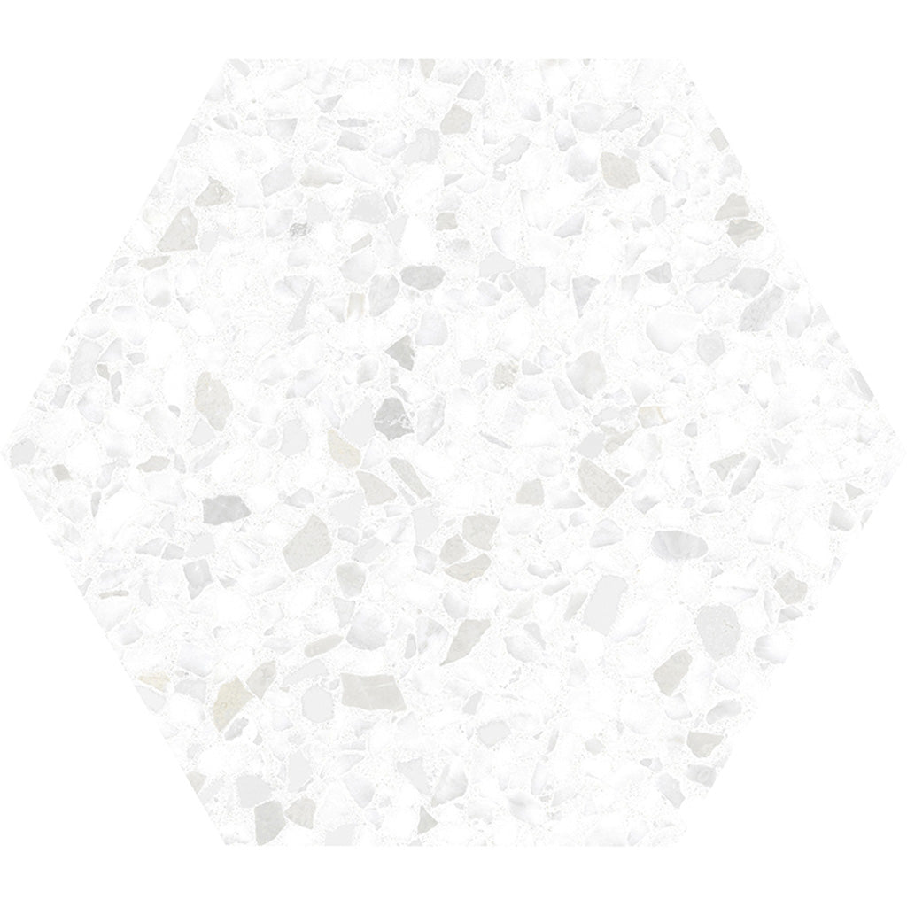 25-pack Terra Mia 8.1 in. x 9.25 in. Matte White Porcelain Hexagon Wall and Floor Tile (9.93 sq ft/case) - Sample