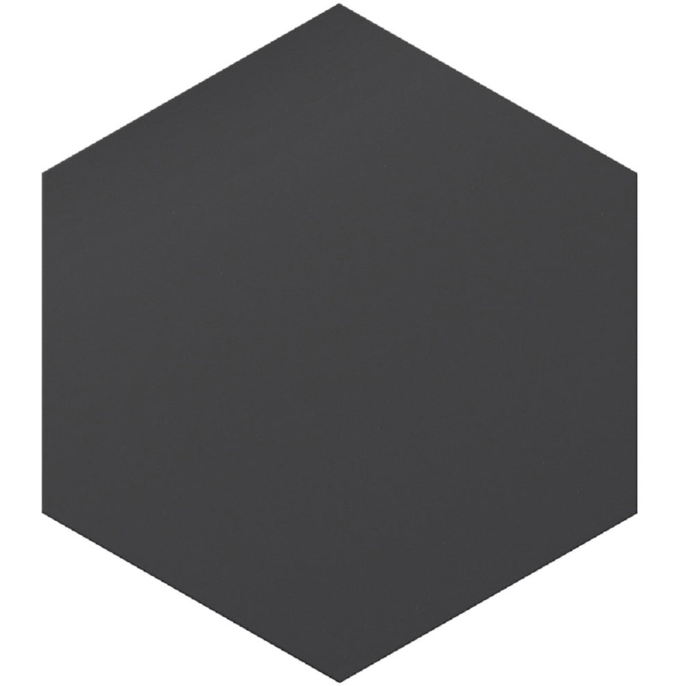 8 x 9 Metal Black Hexagonal Matte Porcelain Tile - Black Hexagon Tile ...