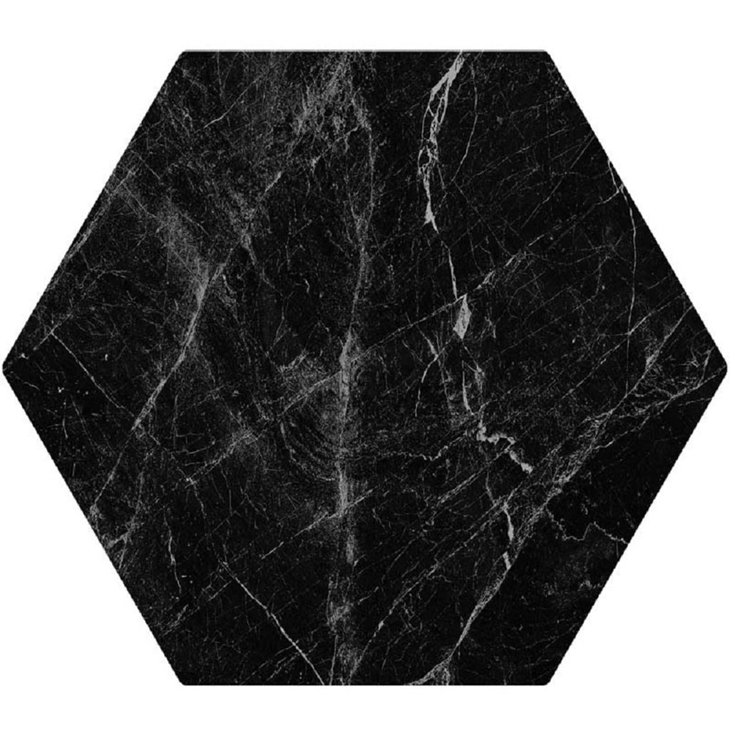 Black 8x9 Matte Hexagon Porcelain Tile (25 pack, 9.93 sq ft/case) - Sample