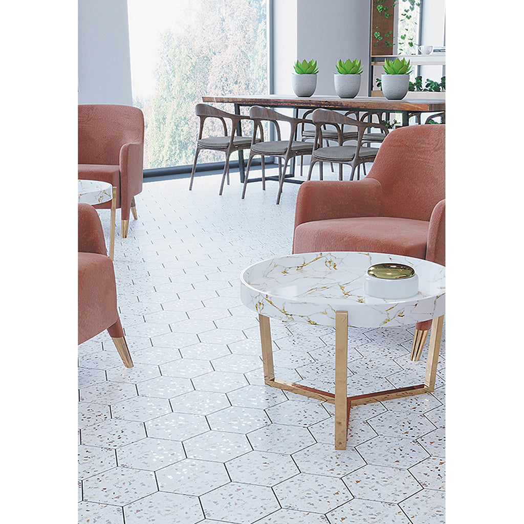 25-pack Terra Mia 8.1 in. x 9.25 in. Matte White Porcelain Hexagon Wall and Floor Tile (9.93 sq ft/case) - Sample