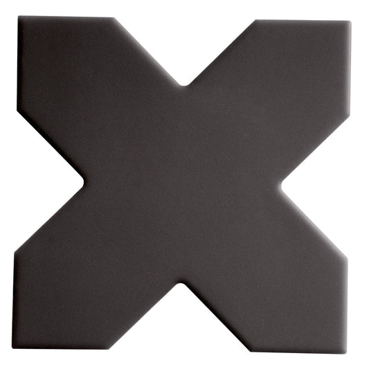Graphite Black 5x5 Matte Cross Porcelain Tile (34 pack, 5.31 sq ft/case) - Sample
