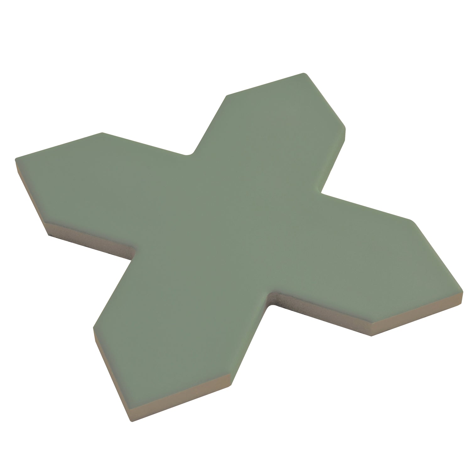 Sage Green 7" Star with 5" Cross Matte Porcelain Wall and Floor Tile (10.62 sq ft/case) - 68 Pack