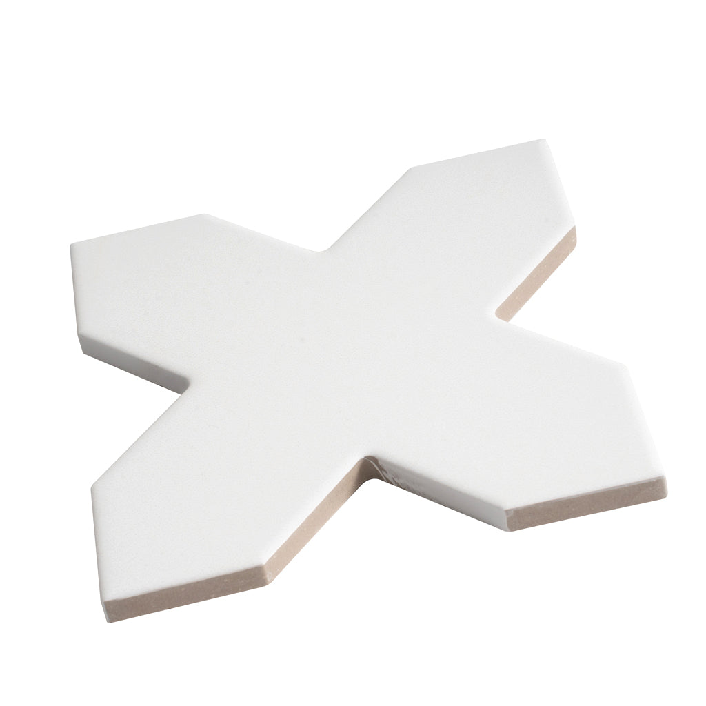 Seville 4.72 in. x 4.72 in. Matte Pure White Porcelain Cross Wall and Floor Tile (5.31 sq ft/case) - 34 Pack