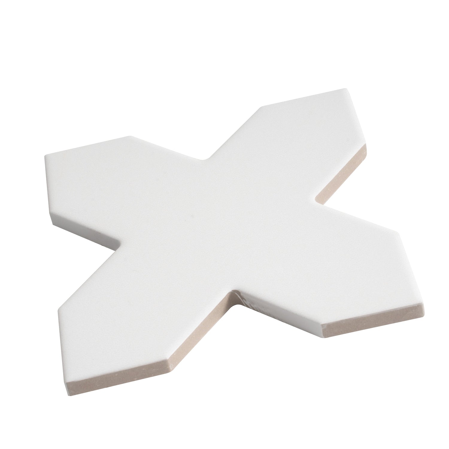 Sample - 5" Pearl White Star with Cobalt Blue Cross Glossy Ceramic Wall and Floor Tile (10.76 sq ft/case) - 54 Pack