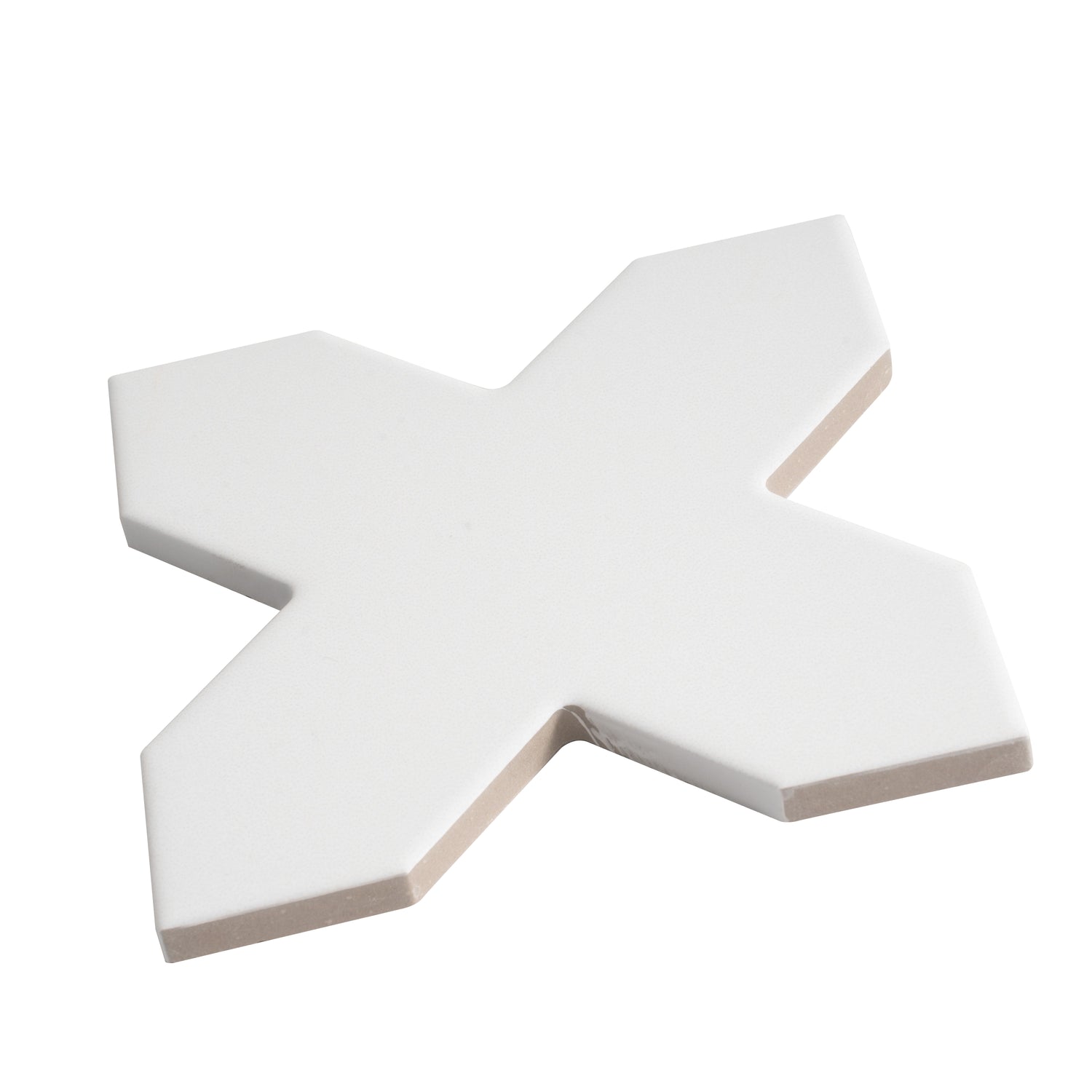 Ecru Taupe 7" Star with Pure White 5" Cross Matte Porcelain (10.62 sq ft/case) - 68 Pack