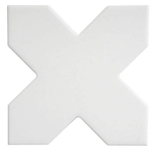 Seville 4.72 in. x 4.72 in. Matte Pure White Porcelain Cross Wall and Floor Tile (5.31 sq ft/case) - 34 Pack