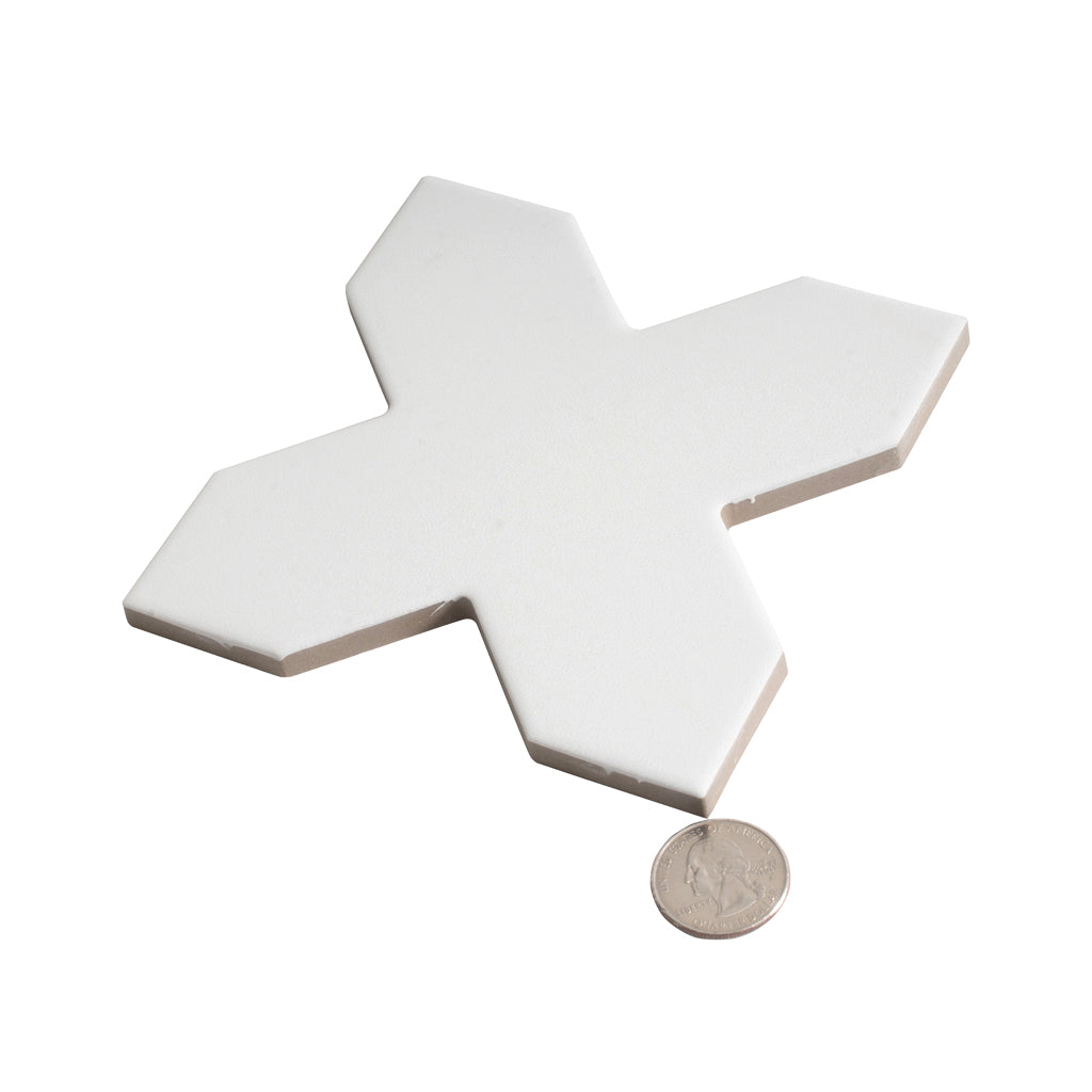 Seville 4.72 in. x 4.72 in. Matte Pure White Porcelain Cross Wall and Floor Tile (5.31 sq ft/case) - 34 Pack