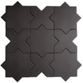 Graphite black 7 inch star and 5 inch cross matte porcelain wall and floor tile set