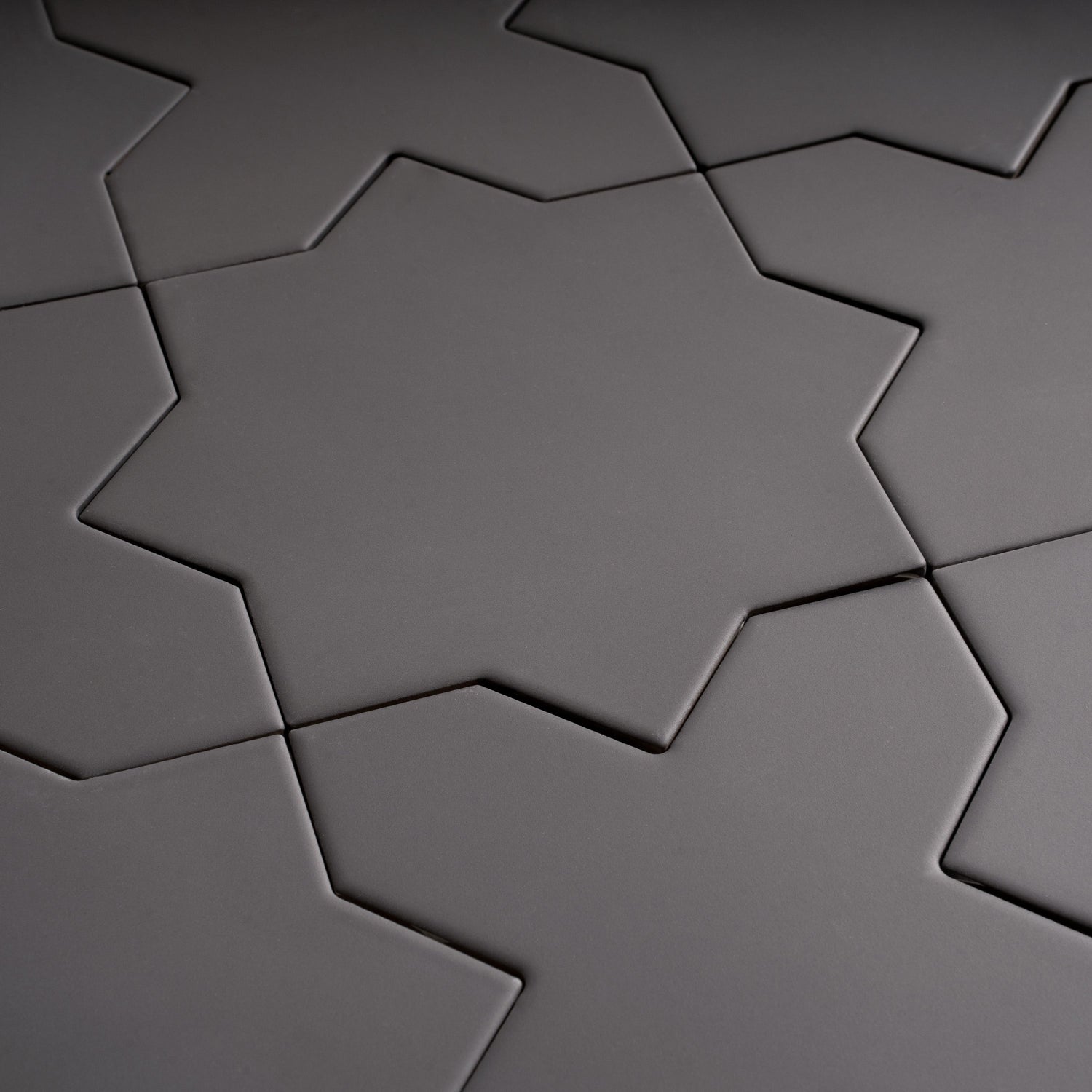 Sample - Graphite Black 7" Star with 5" Cross Matte Porcelain Wall and Floor Tile (10.62 sq ft/case) - 68 Pack
