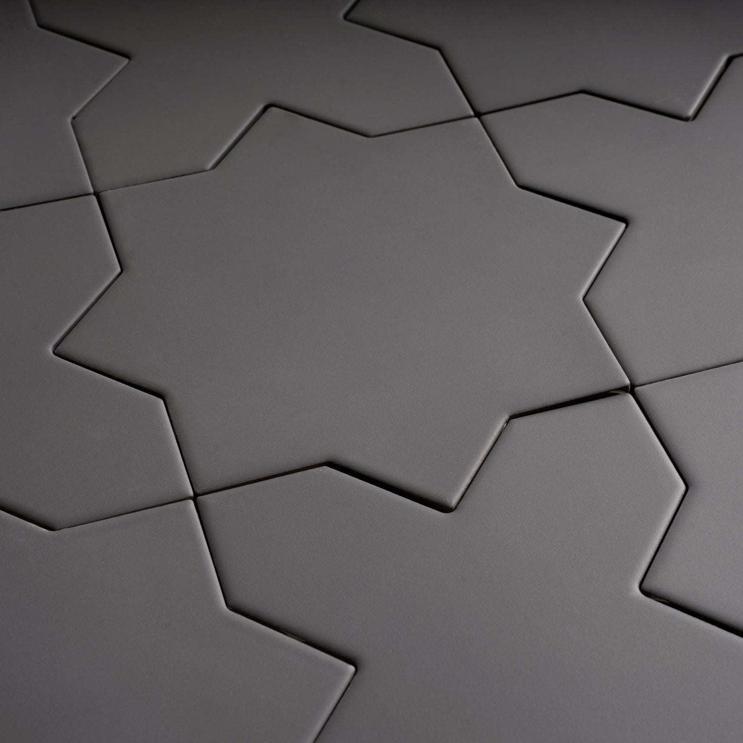 Graphite Black 7" Star with 5" Cross Matte Porcelain Wall and Floor Tile (10.62 sq ft/case) - 68 Pack