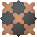 Sample - Graphite Black 7" Star with Terracotta 5" Cross Matte Porcelain Tile (10.62 sq ft/case) - 68 Pack