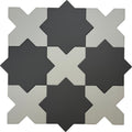 Sample - Graphite Black 7" Star with Light Gray 5" Cross Matte Porcelain Tile (10.62 sq ft/case) - 68 Pack