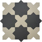 Graphite Black 7" Star with Ecru Taupe 5" Cross Matte Porcelain (10.62 sq ft/case) - 68 Pack-sample