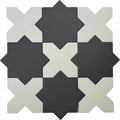 Sample - Graphite Black 7" Star with Pure White 5" Cross Matte Porcelain Tile (10.62 sq ft/case) - 68 Pack