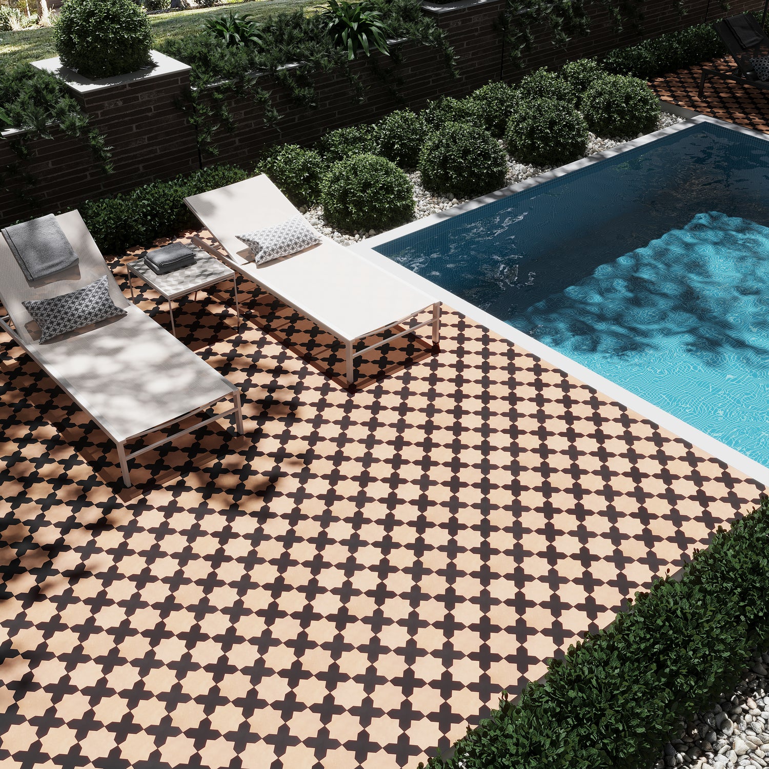 Terracota 7" Star with Graphite Black 5" Cross Matte Porcelain (10.62 sq ft/case) - 68 Pack