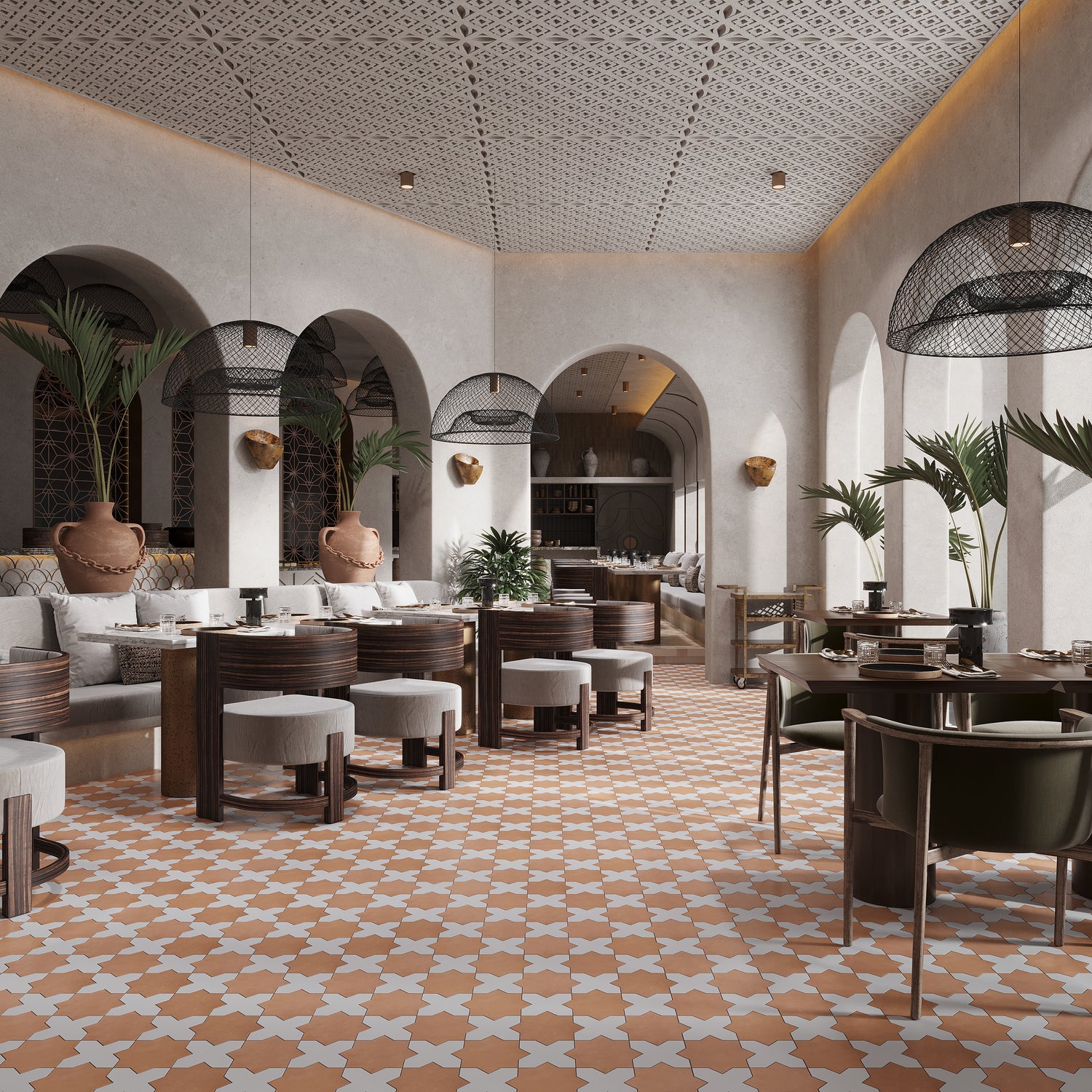 Terracotta 7" Star with Pure White 5" Cross Matte Porcelain (10.62 sq ft/case) - 68 Pack