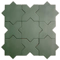 Sample - Sage Green 7" Star with 5" Cross Matte Porcelain Wall and Floor Tile (10.62 sq ft/case) - 68 Pack