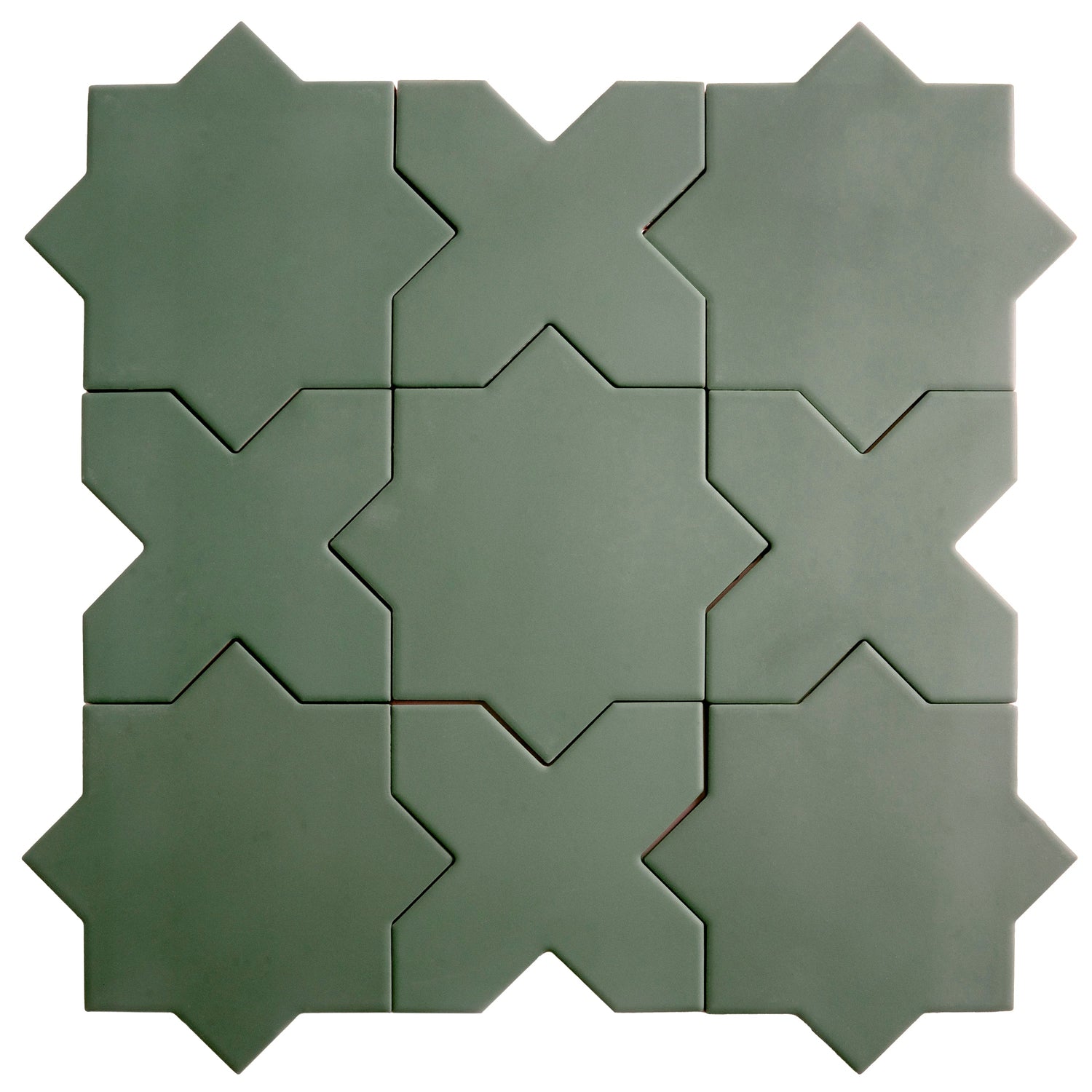 Sample - Sage Green 7" Star with 5" Cross Matte Porcelain Wall and Floor Tile (10.62 sq ft/case) - 68 Pack