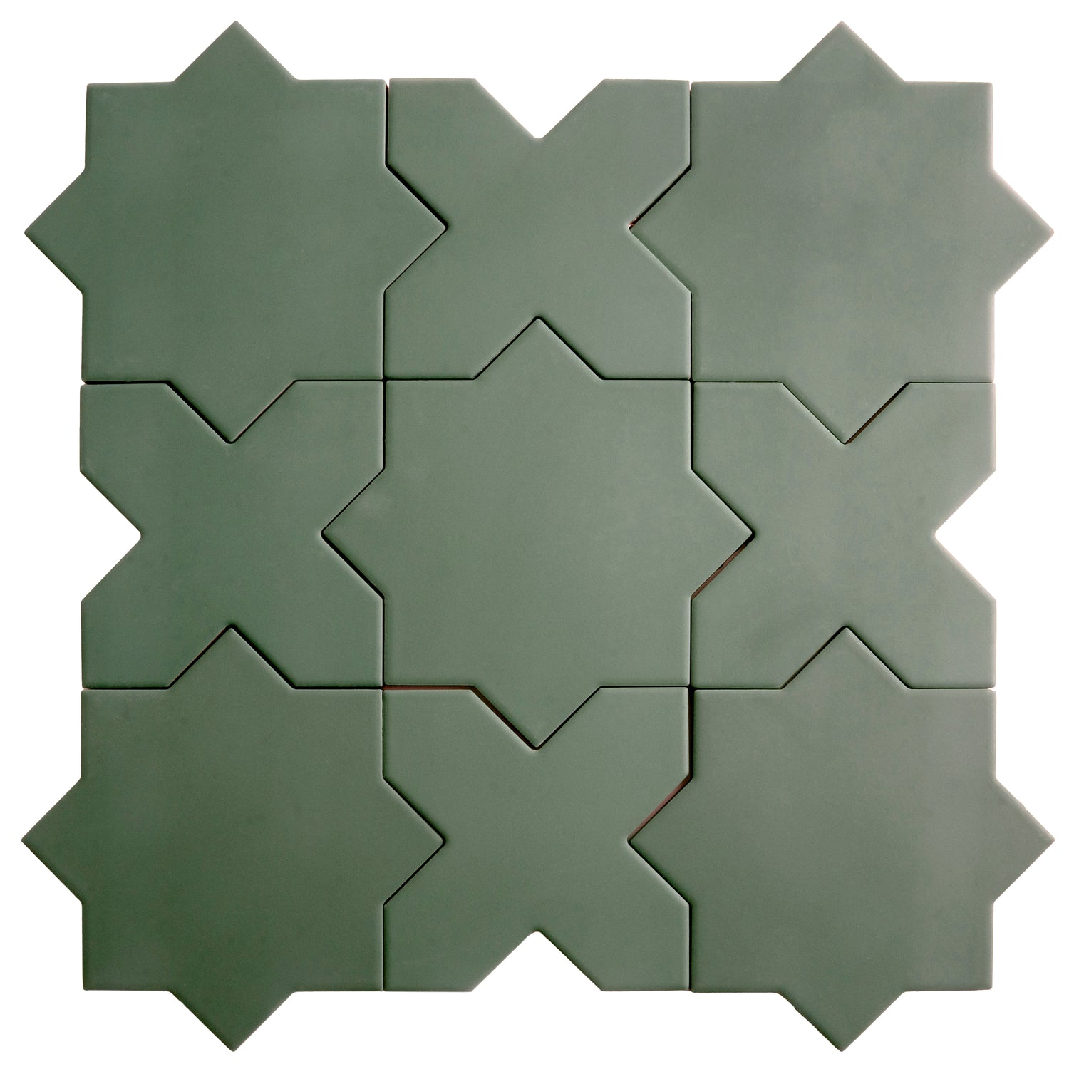 Sage Green 7" Star with 5" Cross Matte Porcelain Wall and Floor Tile (10.62 sq ft/case) - 68 Pack