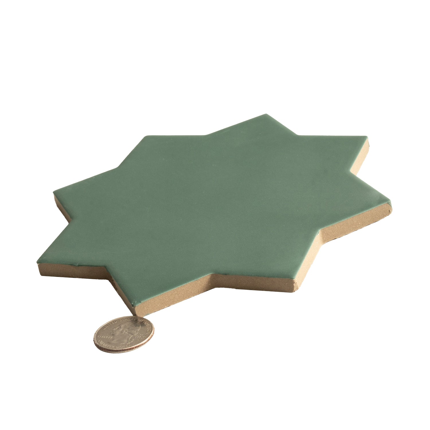Sage Green 7" Star with Ecru Taupe 5" Cross Matte Porcelain (10.62 sq ft/case) - 68 Pack-sample
