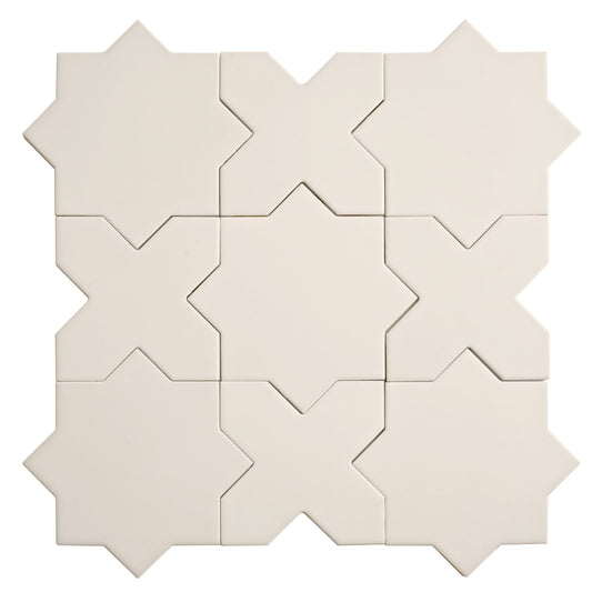 Sample-Light Gray 7" Star with 5" Cross Matte Porcelain Wall and Floor Tile (10.62 sq ft/case) - 68 Pack