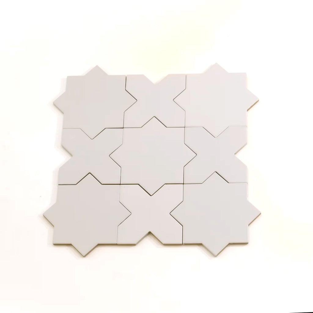 Seville 6.6 in. x 6.6 in. Matte Light Gray Porcelain Star Wall and Floor Tile (5.31 sq ft/case) - 34 Pack