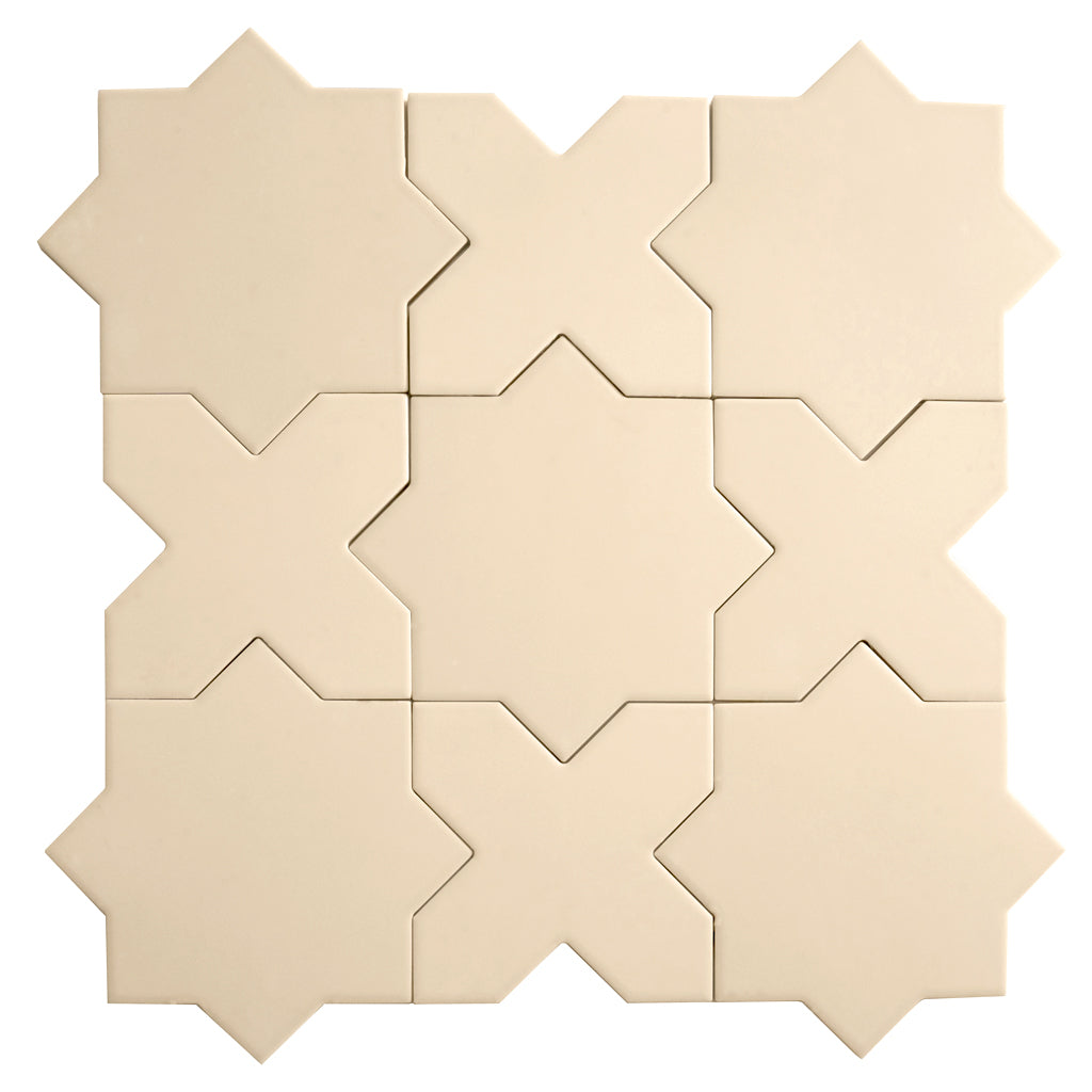 Seville 6.6 in. x 6.6 in. Matte Ecru Taupe Porcelain Star Wall and Floor Tile (5.31 sq ft/case) - 34 Pack