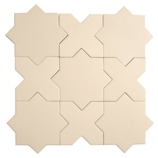 Sample-Ecru Taupe 7" Star with 5" Cross Matte Porcelain Wall and Floor Tile (10.62 sq ft/case) - 68 Pack