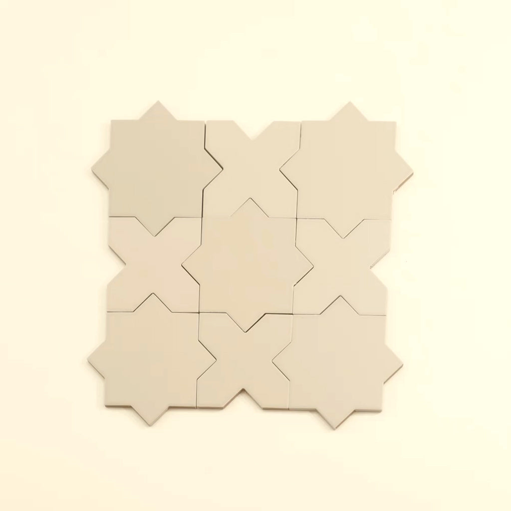 Seville 6.6 in. x 6.6 in. Matte Ecru Taupe Porcelain Star Wall and Floor Tile (5.31 sq ft/case) - 34 Pack