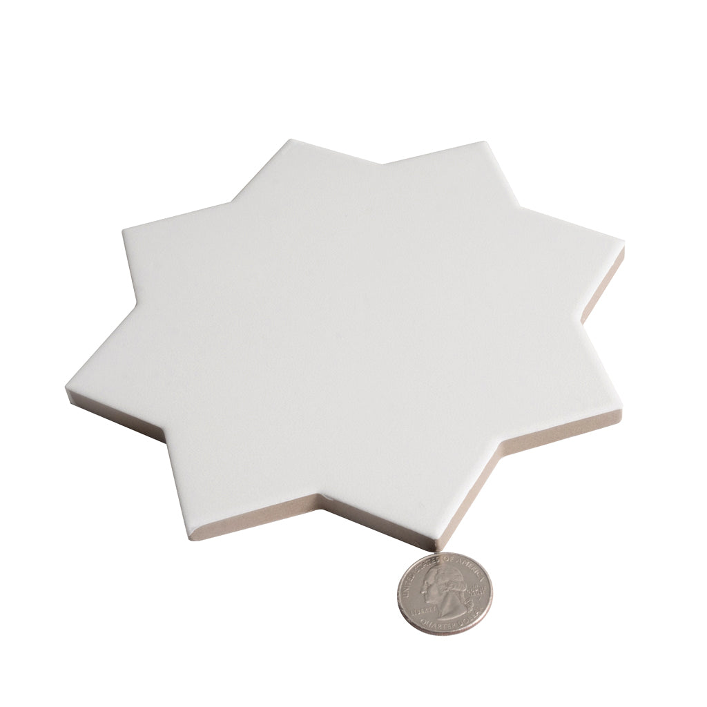 Seville 6.6 in. x 6.6 in. Matte Pure White Porcelain Star Wall and Floor Tile (5.31 sq ft/case) - 34 Pack