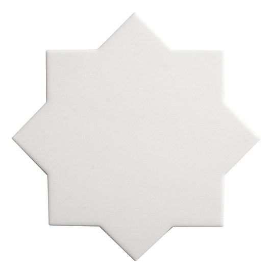 Pure White 7x7 Matte Star Porcelain Tile (34 pack, 5.31 sq ft/case) - Sample