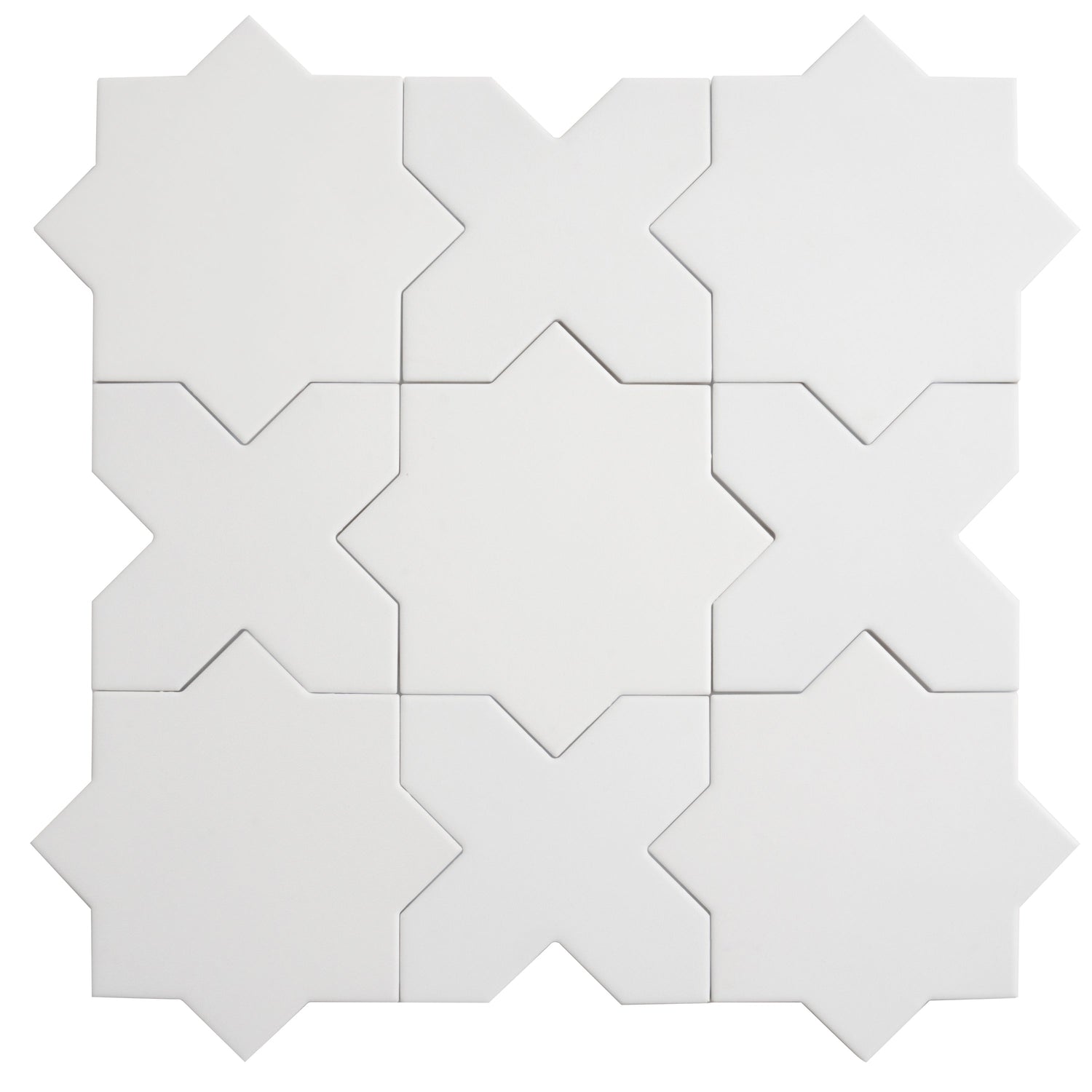 Sample - Pure White 7" Star with 5" Cross Matte Porcelain Wall and Floor Tile (10.62 sq ft/case) - 68 Pack
