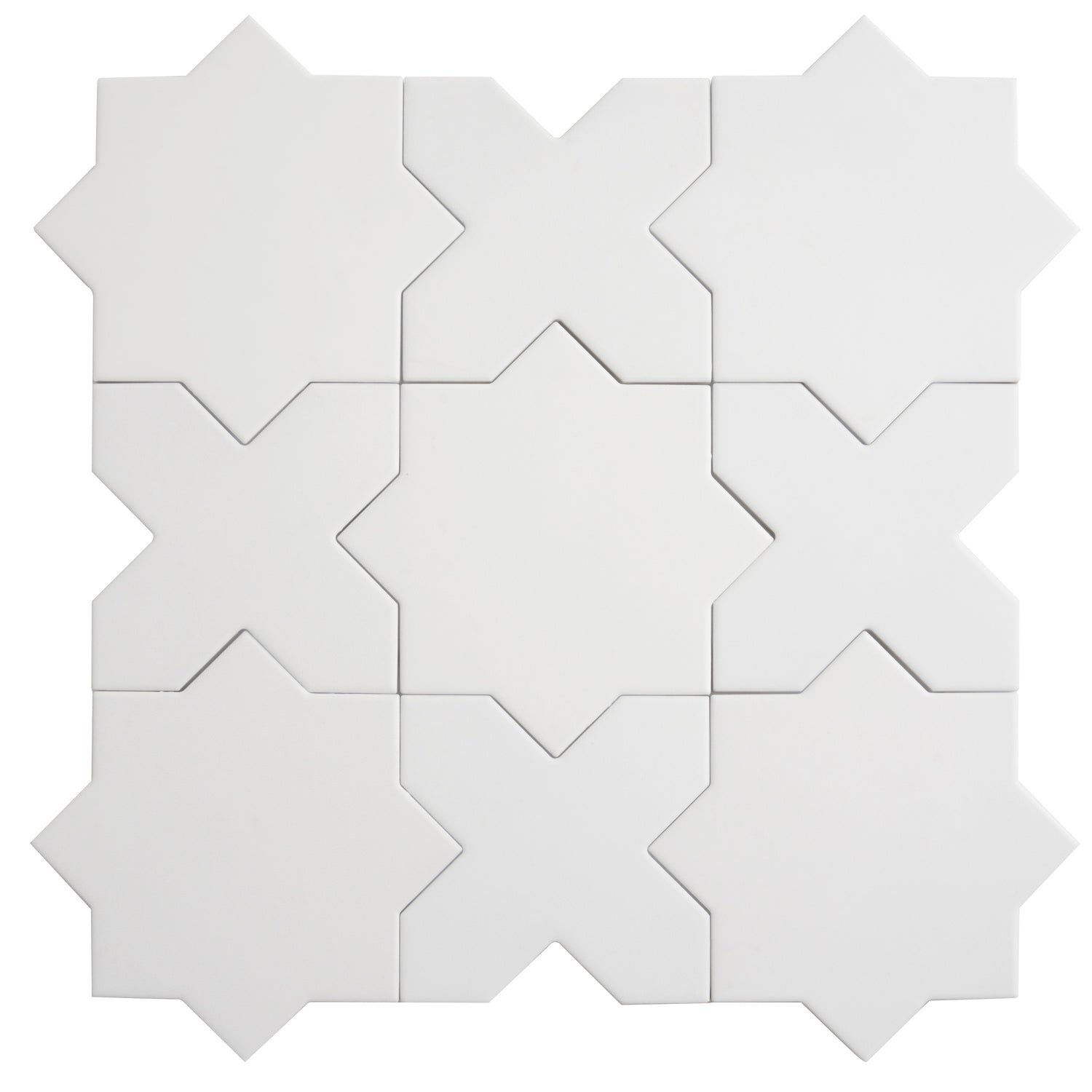 Pure White 7" Star with 5" Cross Matte Porcelain Wall and Floor Tile (10.62 sq ft/case) - 68 Pack