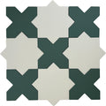 Sample - Pure White 7" Star with Sage Green 5" Cross Matte Porcelain Tile (10.62 sq ft/case) - 68 Pack