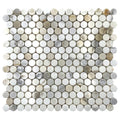 Sample - White 12x12 Polished Penny round Calacatta Gold Marble Mosaic Tile (5 pack, 5 sq ft/case)