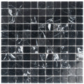 Sample - Black 12x12 Square Polished Square Nero Marquina Marble Mosaic Tile (5 pack, 5 sq ft/case)