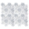 Polished Eastern White Bardiglio floral marble mosaic tile with white and gray petals
