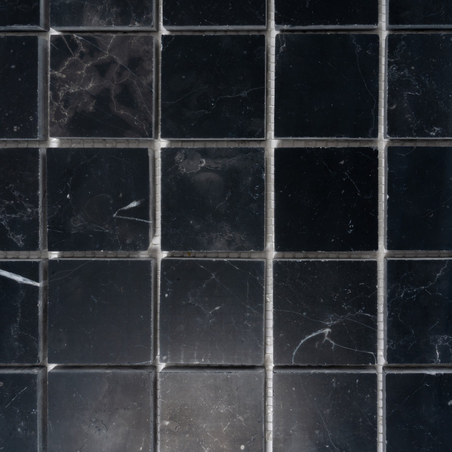 Vigoro 12 in. x 12 in. Polished Black Nero Marquina Mosaic Wall and Floor Tile (5 sq ft/case) - 5 pack