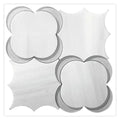 Polished white and gray floral star pattern dolomite and glass marble mosaic tile sheet