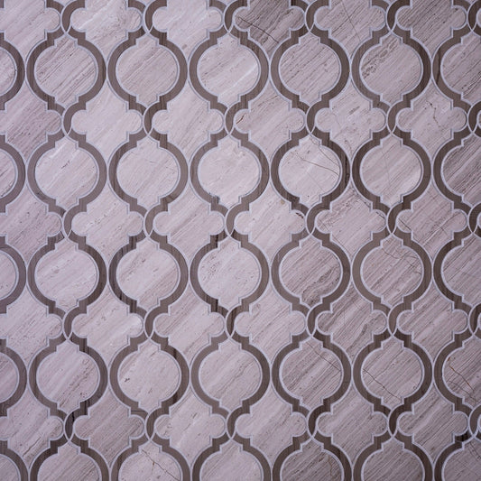 Sample-5-Pack Grey 12-in x 12-in Polished Natural Stone Honeycomb Wood Look Floor and Wall Tile