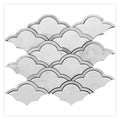 Polished Bianco Carrara marble mosaic tiles with soft white and gray fan scalloped pattern