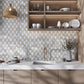 White Wooden Gray 14x14 Polished Arabesque Marble Mosaic Tile (5 pack, 7 sq ft/case)