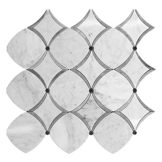 Elysian 11.8 in. x 11.8 in. Polished Stone White and Gray Stone Mosaic Diamond Wall and Floor Tile (4.83 sq ft/case) - 5 Pack