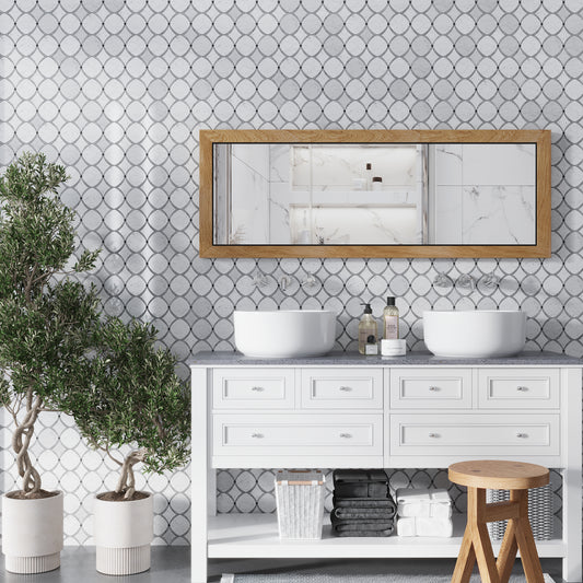 Stone White Gray 12x12 Polished Diamond Stone Mosaic Tile (5 pack, 4.83 sq ft/case) - Sample