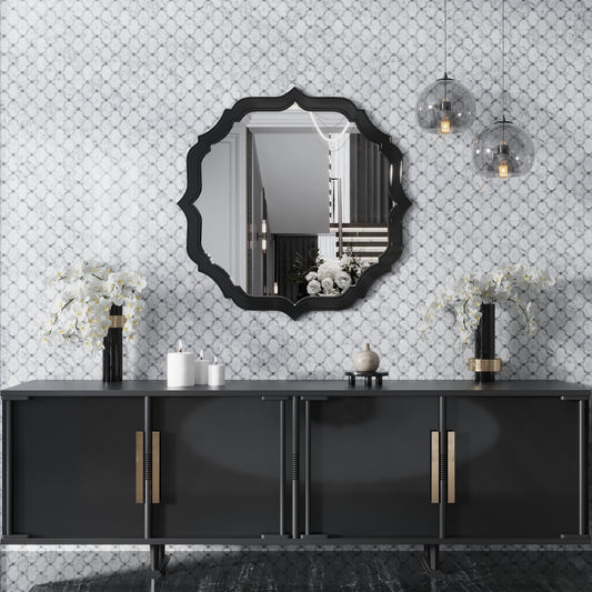Soft White Gray 12x12 Polished Arabesque Stone Mosaic Tile (5 pack, 4.83 sq ft/case)