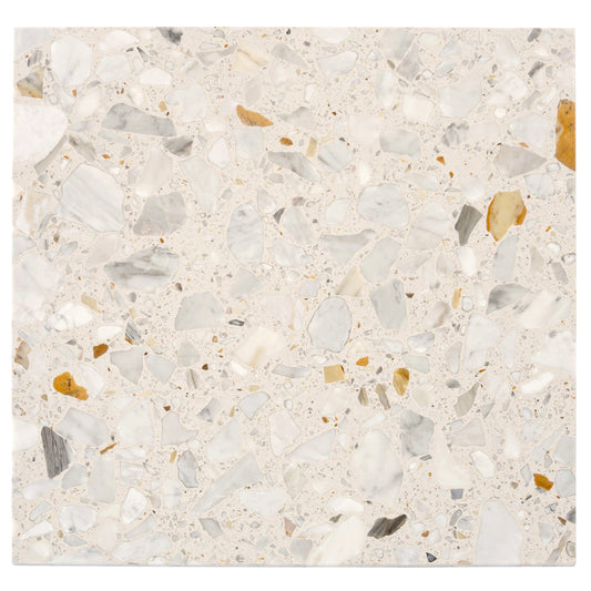 Ivory White Gray 24x24 Polished Square Terrazzo Large Format Tile (4 pack, 15.5 sq ft/case) - Sample